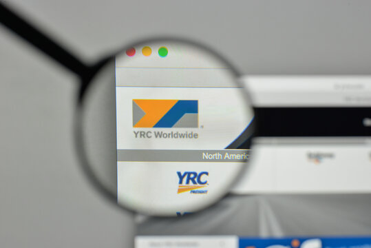 Milan, Italy - November 1, 2017: YRC Worldwide logo on the website homepage.