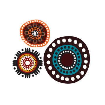 Aboriginal art dots paining icon logo design template