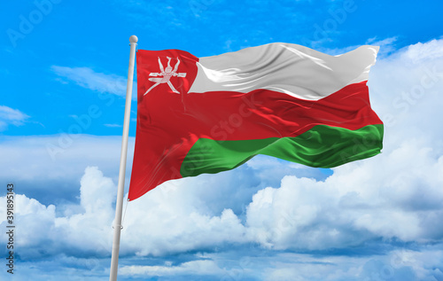 Large Oman flag waving in the wind