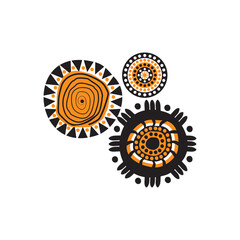 Aboriginal art dots paining icon logo design template