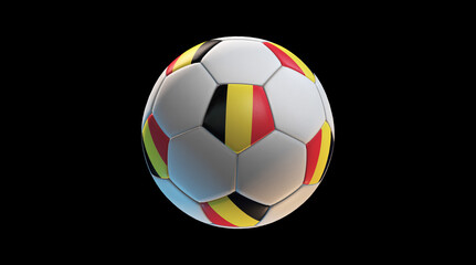 Obraz premium Soccer ball with the flag of Belgium on black background. 3D Rendering