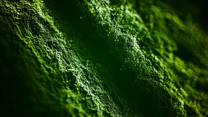 Connecting background dots and lines. Green matrix. Artificial intelligence. Big data technology .3d rendering.