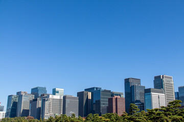 Fototapeta na wymiar Modern office buildings against the blue sky