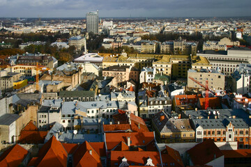 Obraz premium View of the East from Riga Old Town. The photo shows Latvian National Opera and University of Latvia.