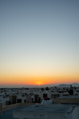 Skyline sunrise or sunset at golden or blue hour