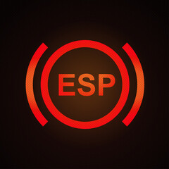 ESP warning light vector illustration,electronic stability program.