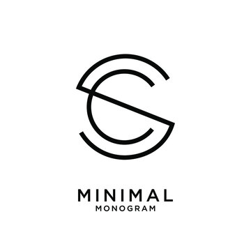 simple initial letter luxury sc cs line outline logo design with white background