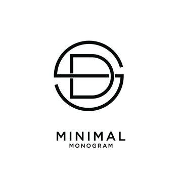 simple initial letter luxury sd sde line outline logo design with white background