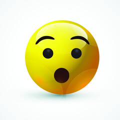 vector round yellow cartoon bubble Surprise Surprised emoticons comment social media Facebook Instagram Whatsapp chat comment reactions, icon template face emoji character message