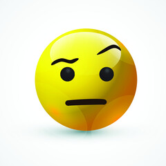 vector round yellow cartoon bubble Colbert Raised The Rock Eyebrow emoticons comment social media Facebook Instagram Whatsapp chat comment reactions, icon template face emoji character message