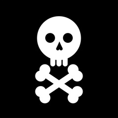 Crossbones and skull death flat vector icon for apps and games