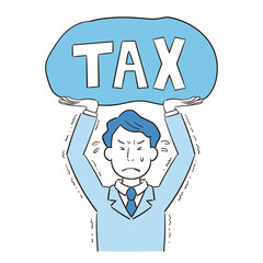 重い税金に耐える男性