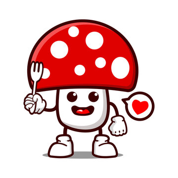 cute mushroom cartoon mascot character