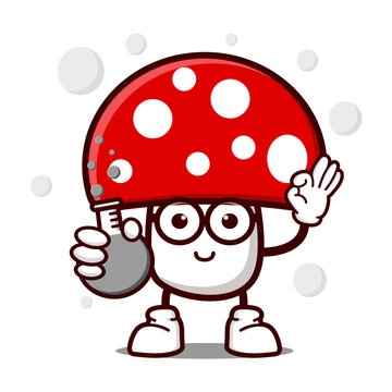 cute mushroom cartoon mascot character