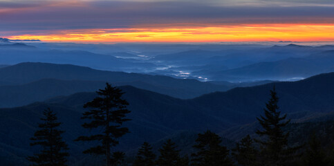 Clingmans Dome during blue sunrise