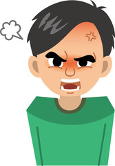 怒っている若い男性のイメージイラスト