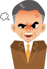 怒っている中年男性のイメージイラスト