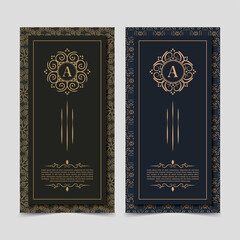 Vintage ornament greeting card vector template