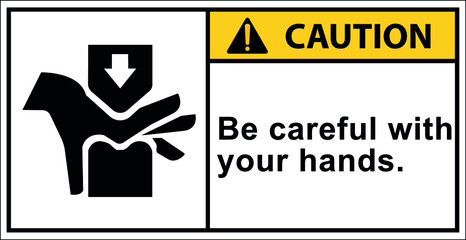 Be careful with your hands.Vector,Caution