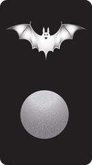 Mobile phone wallpaper at Halloween. Bat iand moon