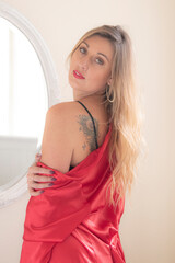 Naklejka premium Woman In Red