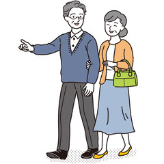 お出かけするシニア夫婦