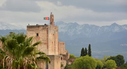 Papier Peint photo autocollant Cerro Torre Torre de la Vela de la Alhambra de Granada, España