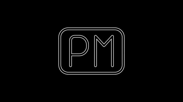 White line Day time icon isolated on black background. Time symbol. 4K Video motion graphic animation