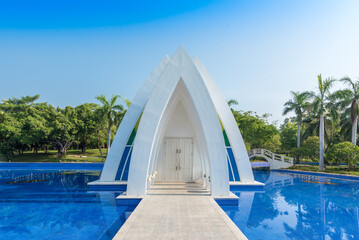 Obraz na płótnie Canvas A church on a tropical island, a wedding photography base