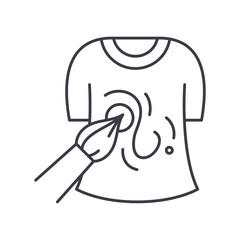 T shirt design concept icon, linear isolated illustration, thin line vector, web design sign, outline concept symbol with editable stroke on white background.