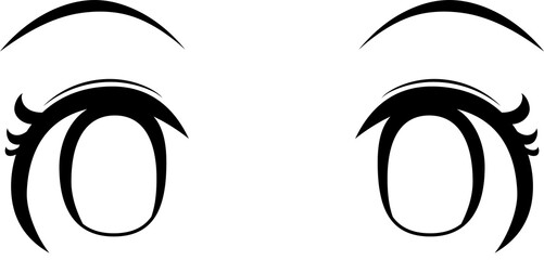Monochrome Cute anime-style eyes with normal facial expressions