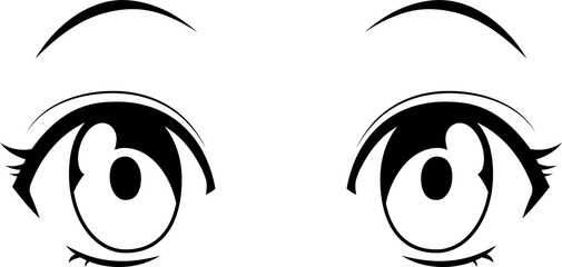 Monochrome Cute anime-style eyes with normal facial expressions
