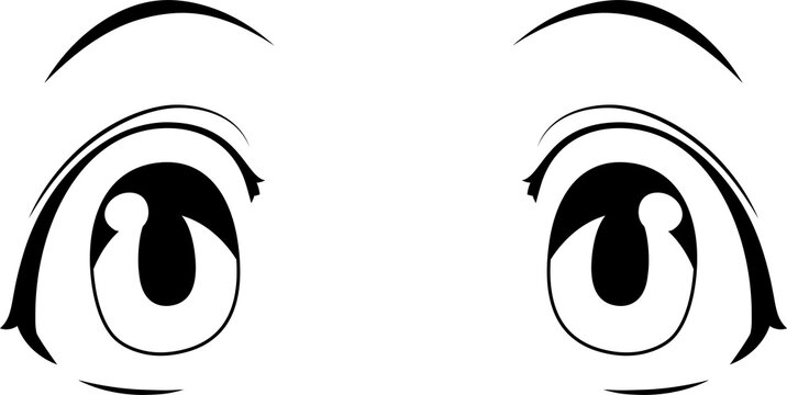 Monochrome Cute anime-style eyes with normal facial expressions