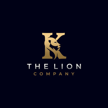 Letter K Lion Head, Elegant Luxury Logo Design Vector