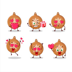 christmas ball cookies cartoon character with love cute emoticon