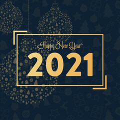 Happy New Year 2021. Holiday concept. Template for background, banner, card, poster with text inscription. Vector EPS10 illustration.