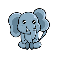 cute elephant is sitting relaxed