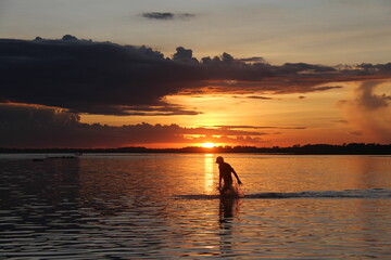 Cambodia. West Lake. Sunset. Siem Reap city. Siem Reap province.