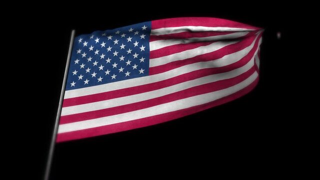 American flag , Realistic 3D animation of waving flag . United States American flag waving in the wind. National flag of America. seamless loop animation. 4K High Quality, 3D render