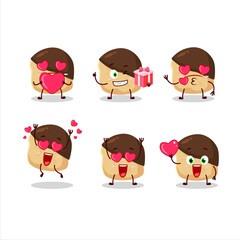 Chocolate slime cookies cartoon character with love cute emoticon