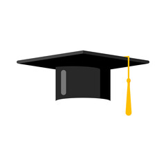 Student graduation hat isolated on white background. Square academic cap. Symbol of bachelor's and master's degree. Flat style vector illustration.
