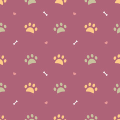 paw pet seamless pattern background design vector