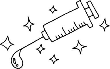 Monochrome Hand drawn cute medical syringe