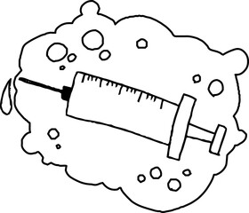 Monochrome Hand drawn cute medical syringe
