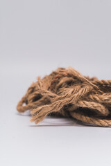 Natural garden jute twine string rope.Best Twine for Binding and Wrapping Materials. On a white background surface