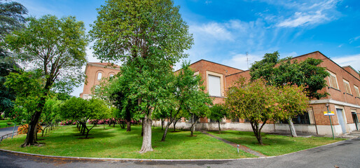 ROME, ITALY - JUNE 2014: Beautiful city park and buildings on a beautiful summer day