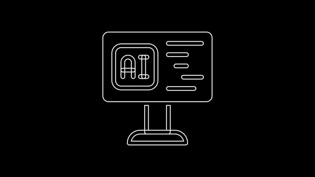 White line Software, web developer programming code icon isolated on black background. Javascript computer script random parts of program code. 4K Video motion graphic animation
