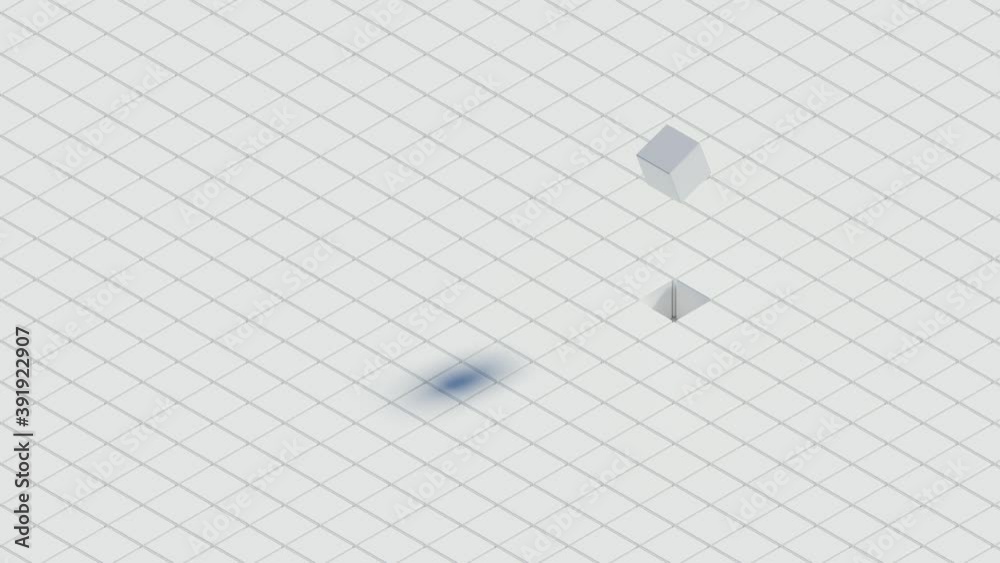Poster 3d render of white background made of stack of cubes with central wave. technology simple concept.