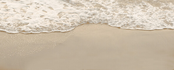 Sea waves on sandy beach panorama landscape background
