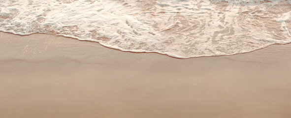 Sea waves on sandy beach panorama landscape background